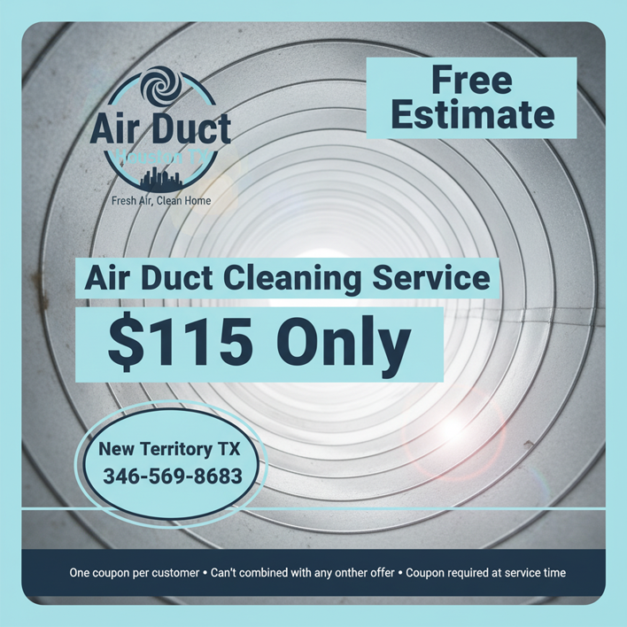   $115 only air duct cleaning coupon from New Territory TX Air Ducts Cleaning  for professional home vent service